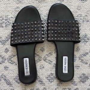 Steve Madden Black Studded Women's Slides